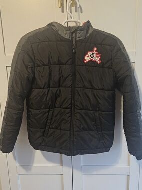 Nike Black Quilted Kids Puffer Jacket with Red Nike Air Patch